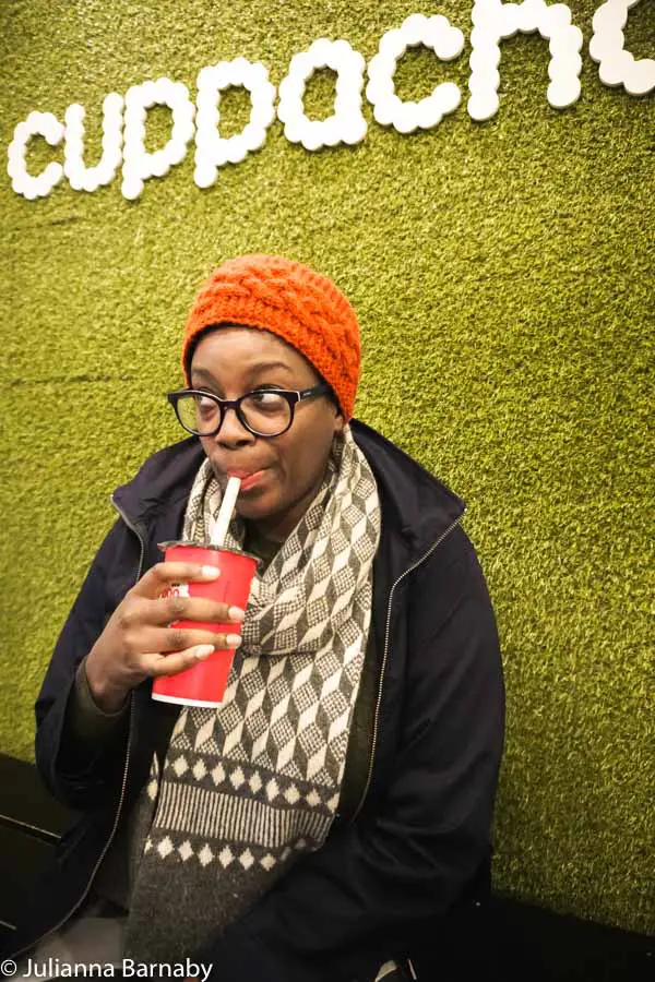 Drinking bubble tea in Chinatown