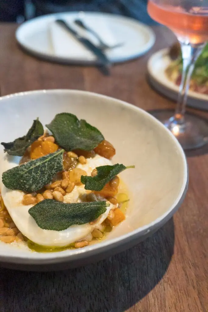 Burrata with Butternut Squash and Pine Nuts