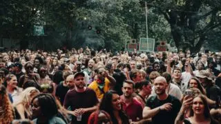 People dancing at a festival